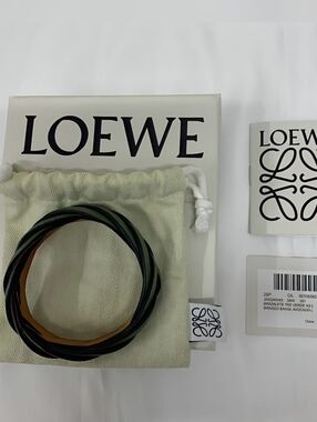Loewe avocado green  Braided Leather Bracelet